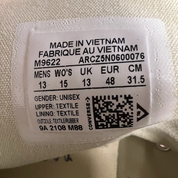 Converse Chuck Taylor All Star High Top Sneakers M9622  Navy Blue US M13  W15 - Picture 9 of 9